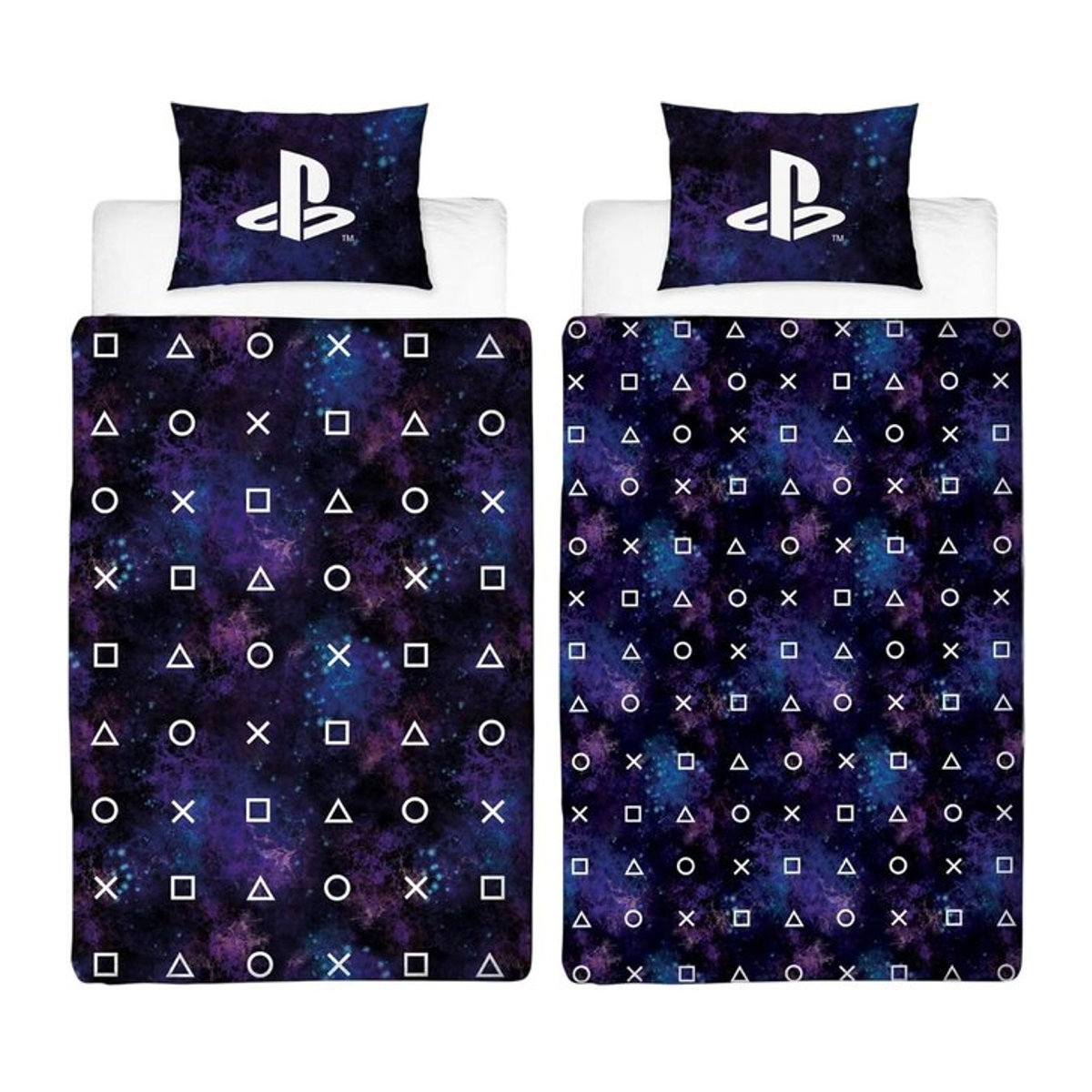 Playstation Controller Tasten Wendebettwäsche-Set Single blau/weiß - Bild 1