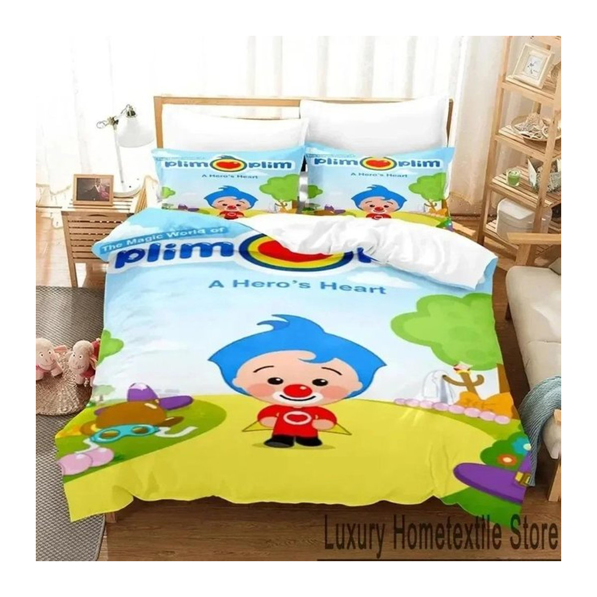 Plim Cartoon 3D-Druck Bettwäsche Set für Jungen und Mädchen mit Bettbezug und Kissenbezug, Einzelbett, Breite: 135 cm, Länge: 200 cm - Bild 1