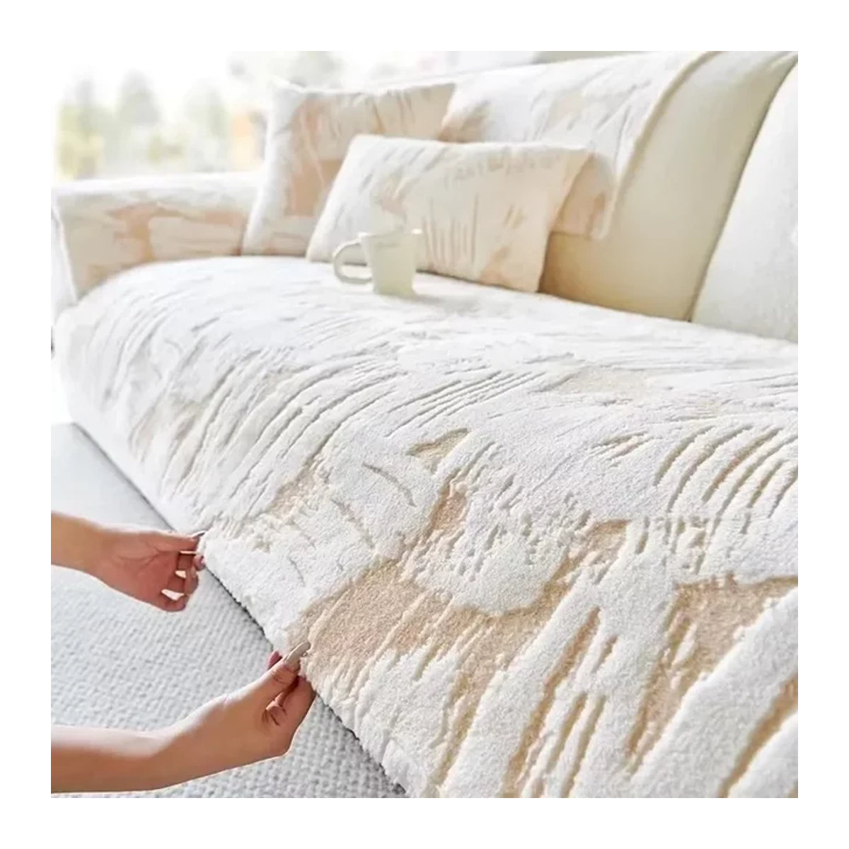Plüsch Sofa Kissen Kaninchen Design mit rutschfester Unterseite und Stoffbezug in Herbst und Winter Optik von Jingyan Xijie - Bild 1