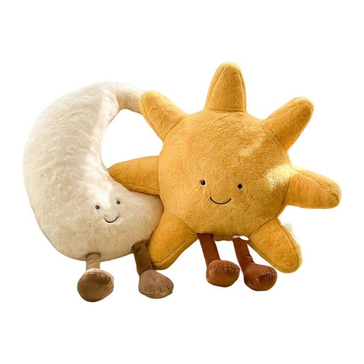 Plüschkissen mit Mond und Sonne im nordischen Design, Gelb, Deko-Kissen für Kinderzimmer und Sofa - Bild 1