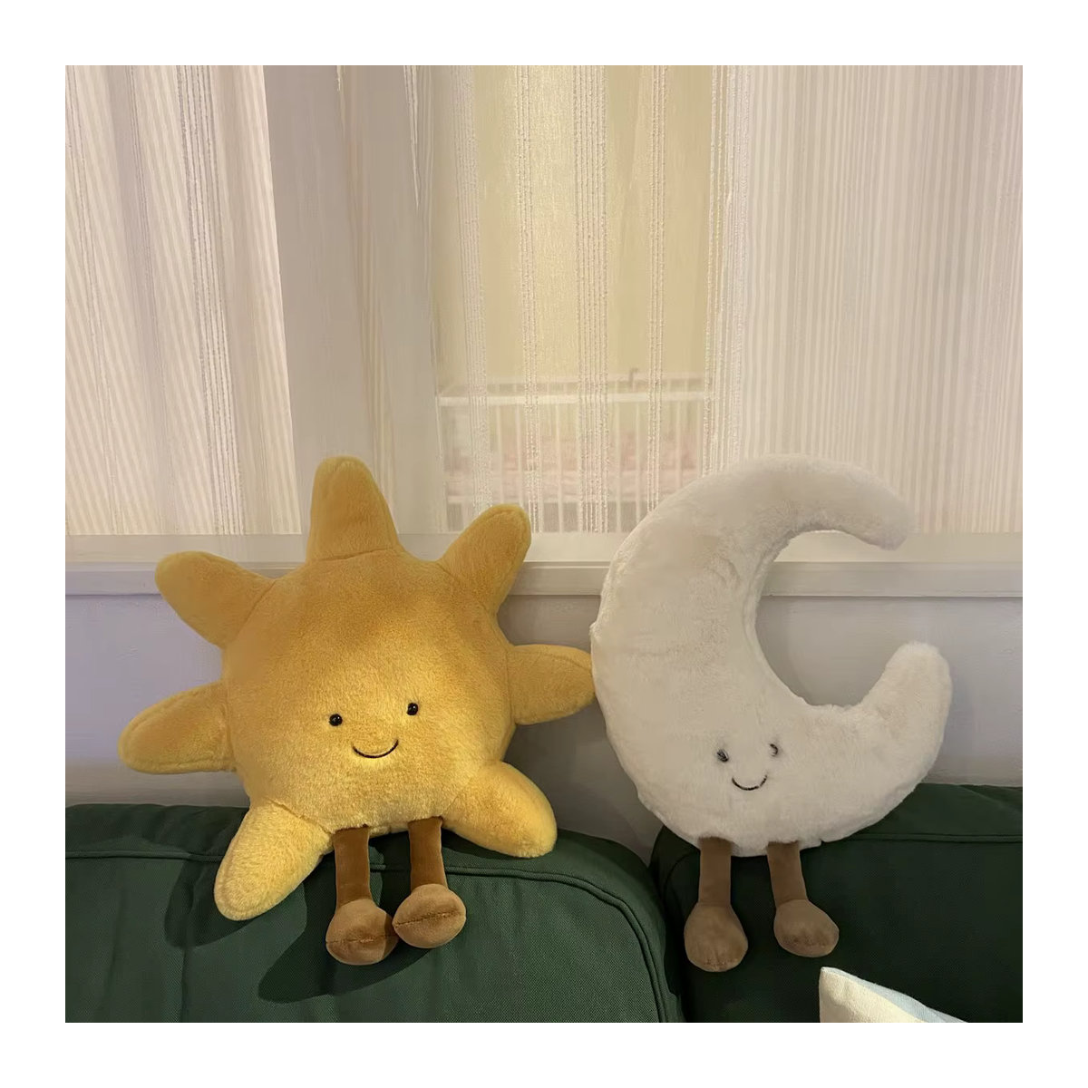 Plüschkissen mit Mond und Sonne im nordischen Design, Gelb, Deko-Kissen für Kinderzimmer und Sofa - Bild 6