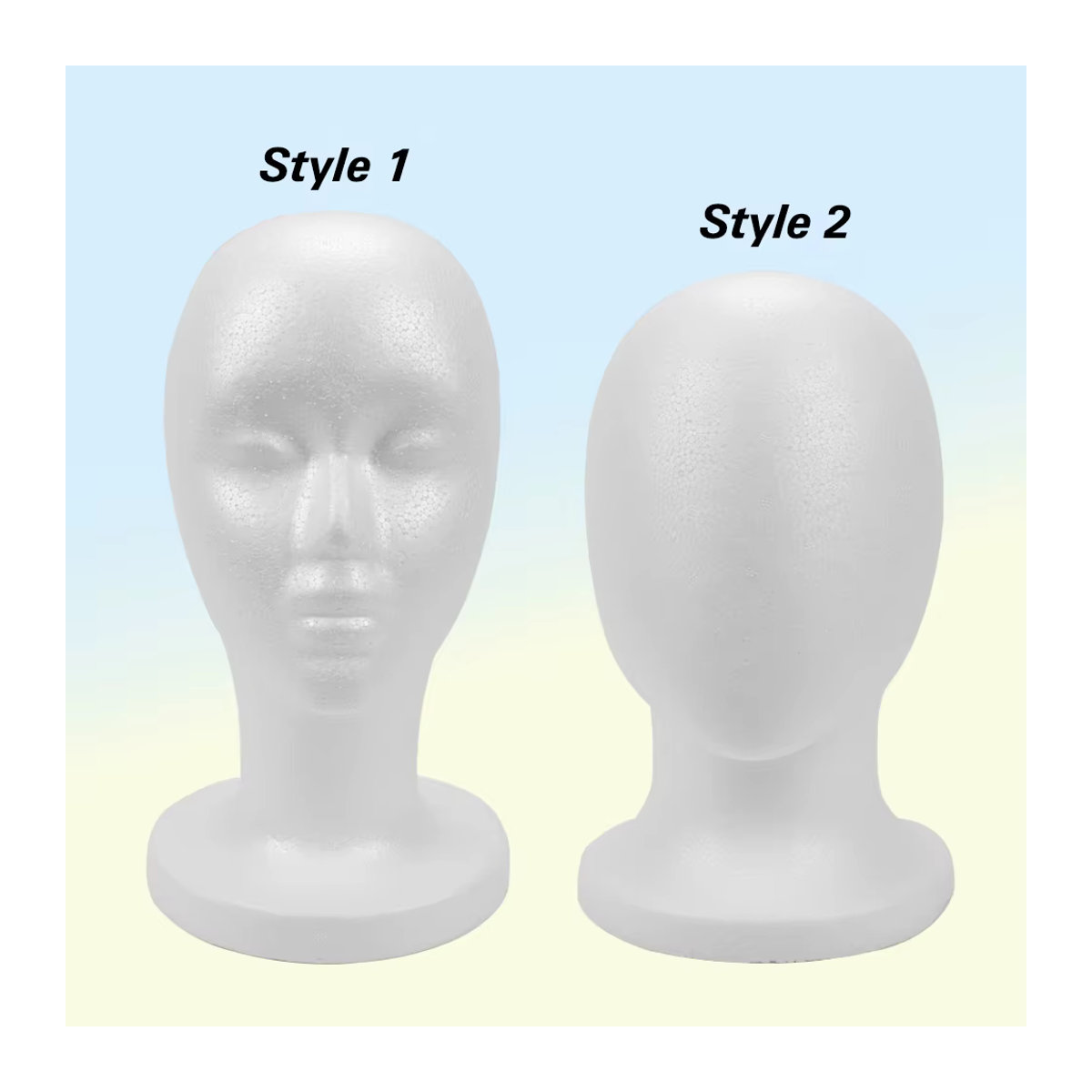 Plussign Styropor Perücken Kopf Mannequin in Weiß für DIY Styling und Display inklusive Nadeln - Bild 2