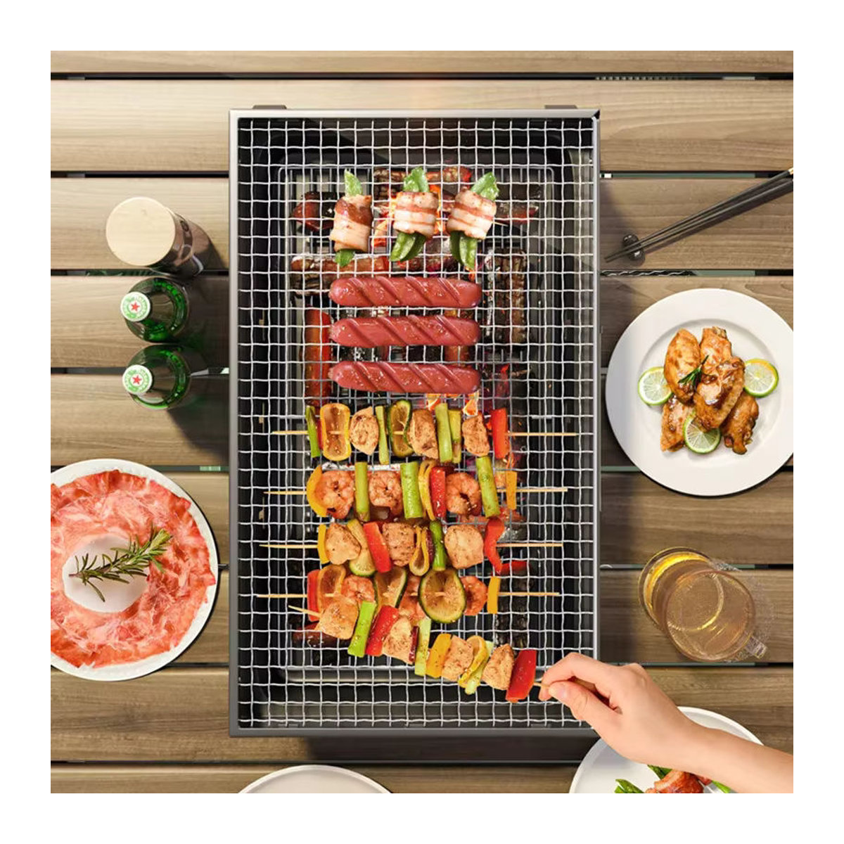 PLYS Tragbarer Holzkohlegrill für Outdoor und Camping in Schwarz und Anthrazit aus Metall - Bild 3
