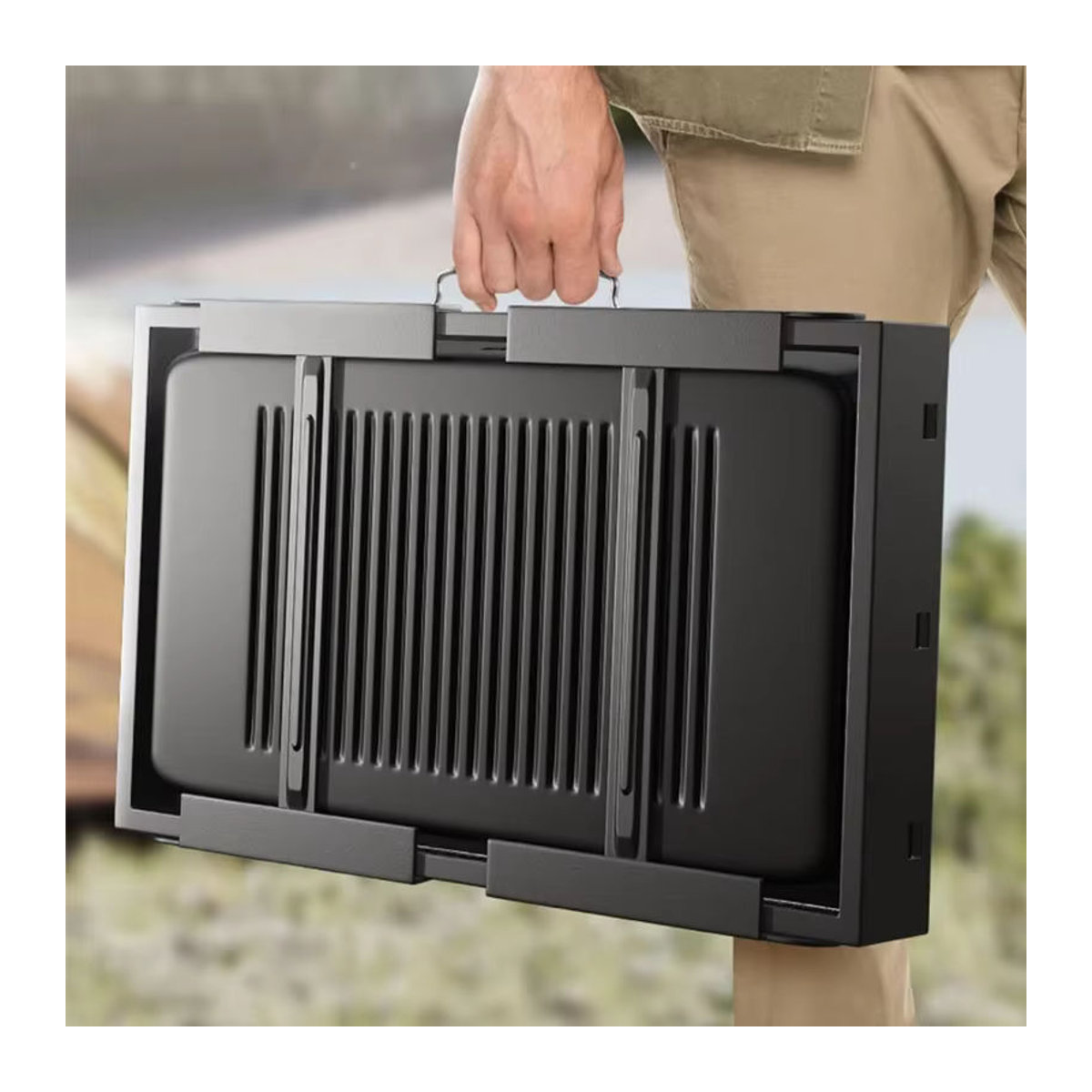 PLYS Tragbarer Holzkohlegrill für Outdoor und Camping in Schwarz und Anthrazit aus Metall - Bild 4