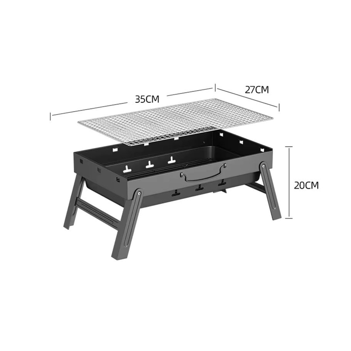PLYS Tragbarer Holzkohlegrill für Outdoor und Camping in Schwarz und Anthrazit aus Metall - Bild 5