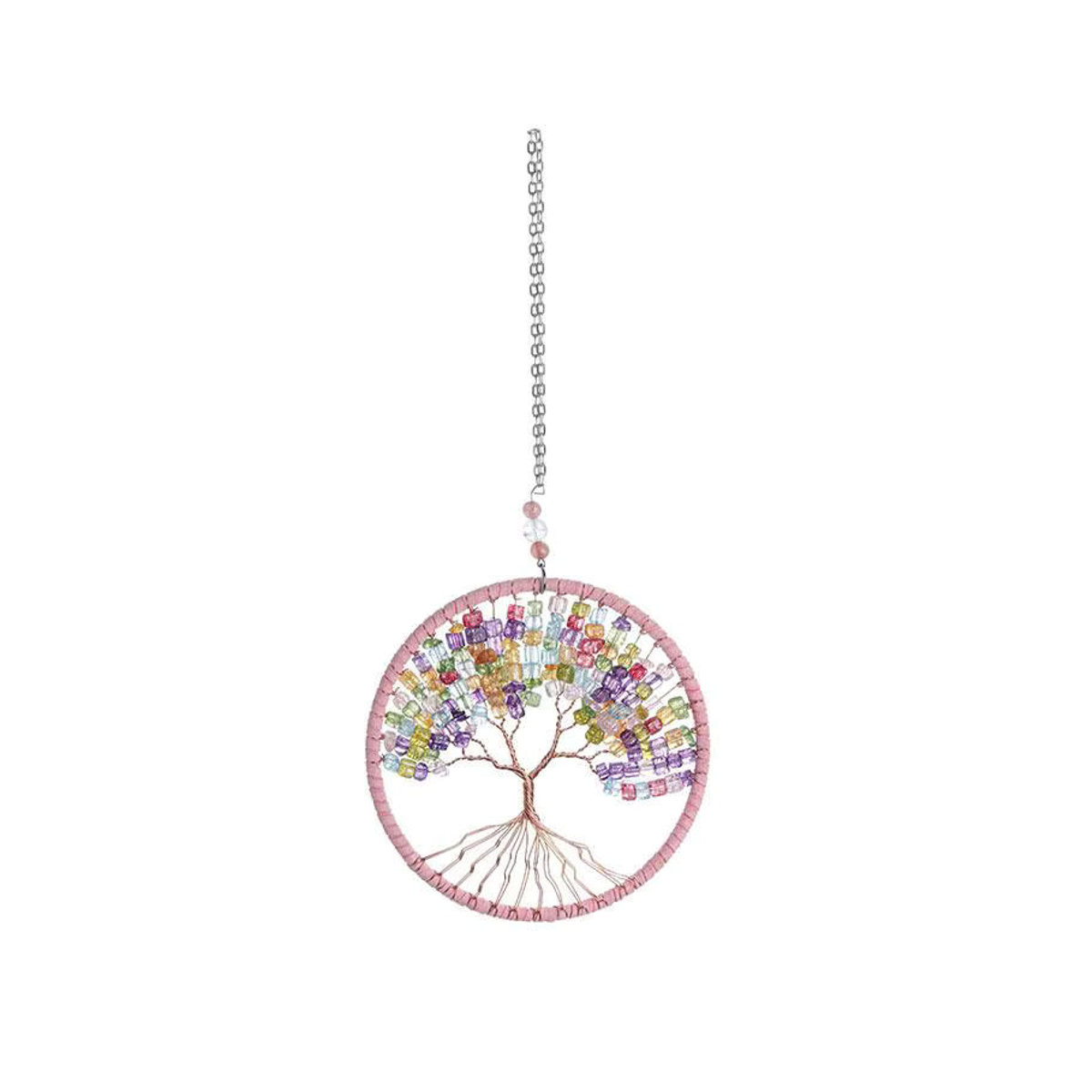 POCKELS Traumfänger Baum des Lebens in Bohemian Design mit Glasperlen und Metall, mehrfarbig und rosa - Bild 2