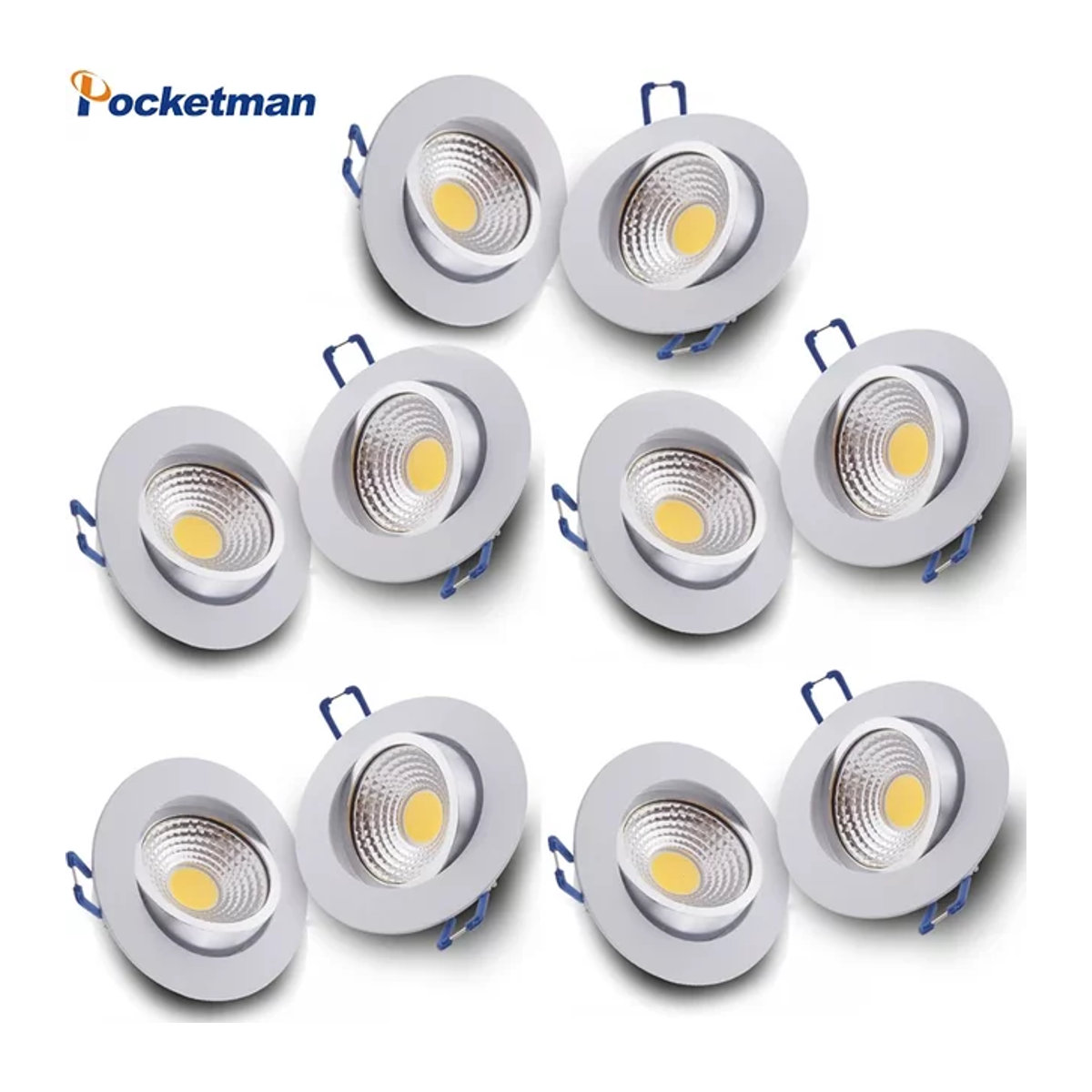 POCKETMAN LED Einbaustrahler Set 10er Pack Runde Deckenleuchten Weiß Minimalistisches Design für Schlafzimmer und Küche - Bild 1