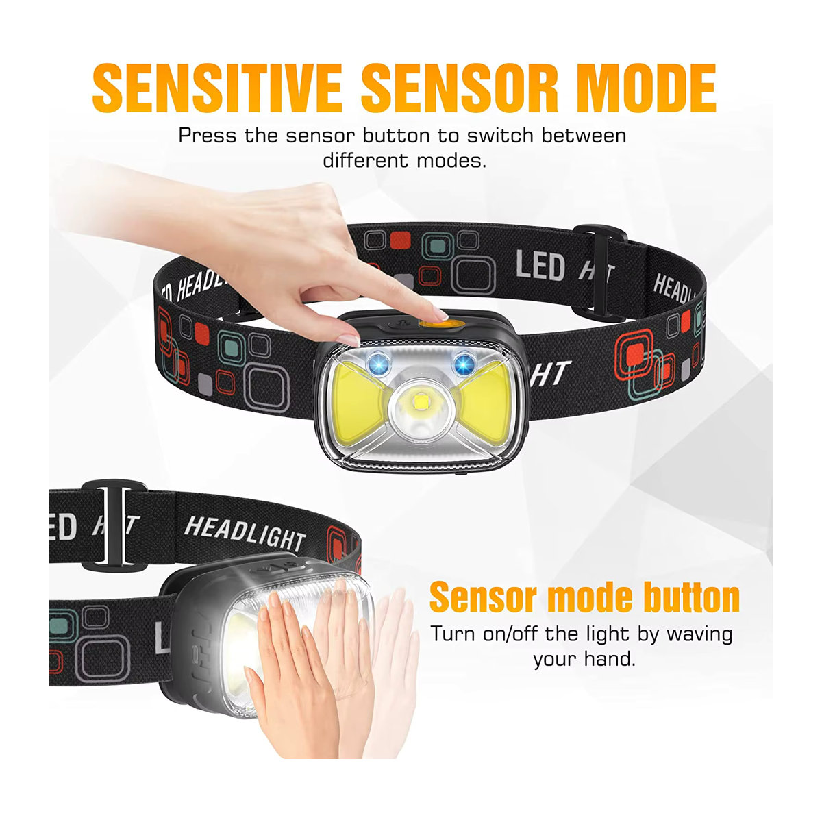 POCKETMAN LED wiederaufladbarer Scheinwerfer mit Bewegungssensor in Weiß und Rot, Taschenlampe mit 7 Modi für Outdoor, Camping und Radfahren - Bild 5