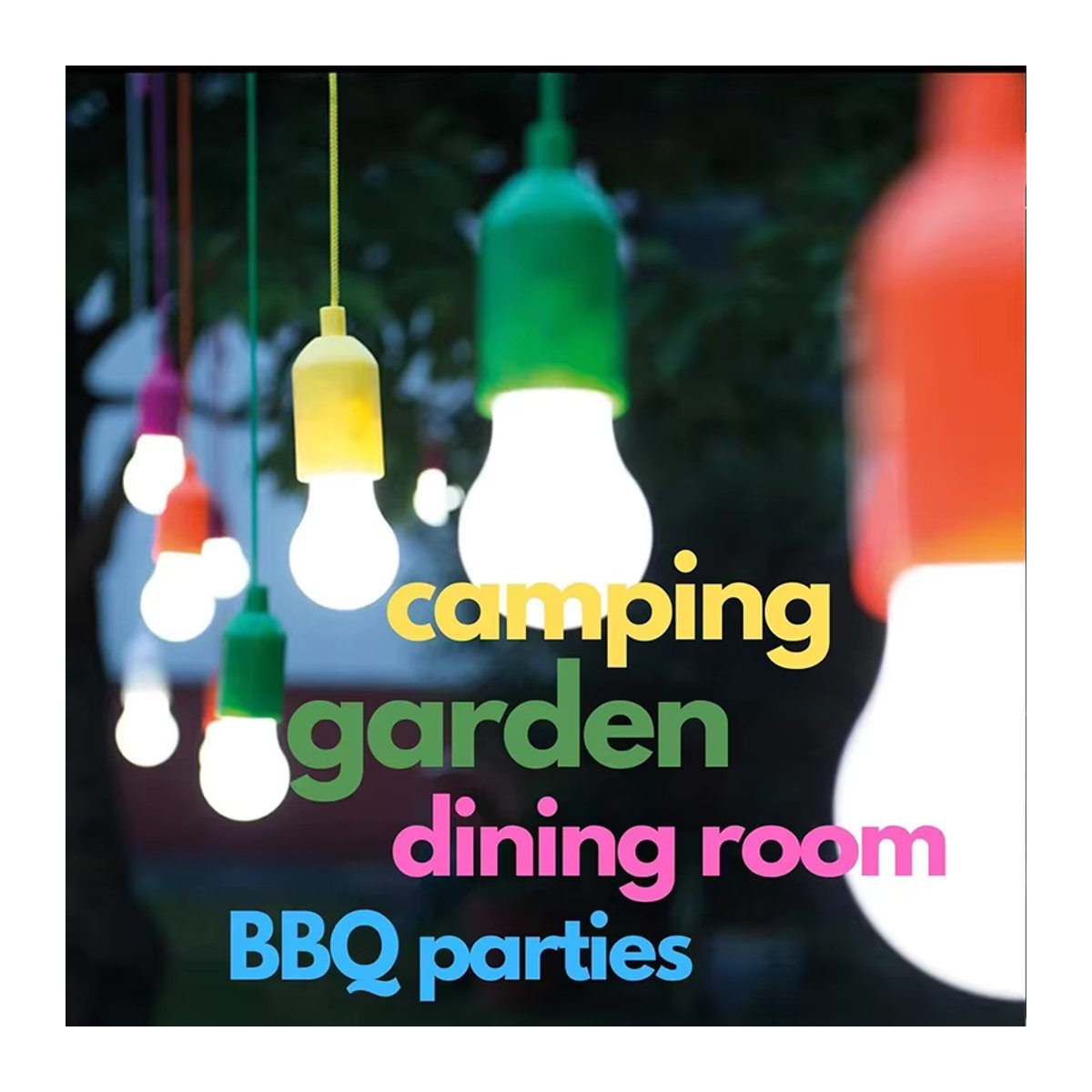 POCKETMAN Retro Tragbare Camping Lampe mit bunten LEDs und Kordel zum Aufhängen für Zelt und Outdoor-Partys - Bild 2