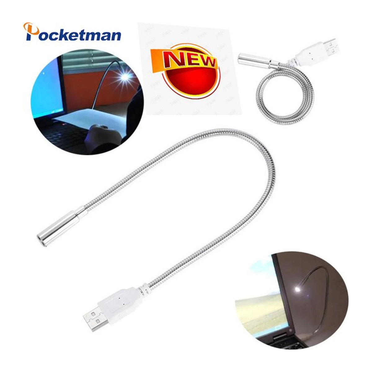 POCKETMAN Tragbare Mini-LED-Leseleuchte mit USB-Anschluss für Computer, Laptop und Tastatur in flexibler Ausführung - Bild 1