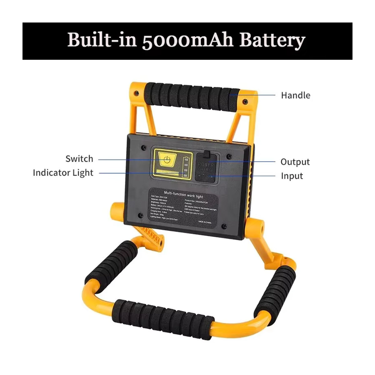 POCKETMAN Tragbarer 200W COB Scheinwerfer, Wiederaufladbare Wasserdichte Camping Lampe für Outdoor und Arbeit - Bild 4