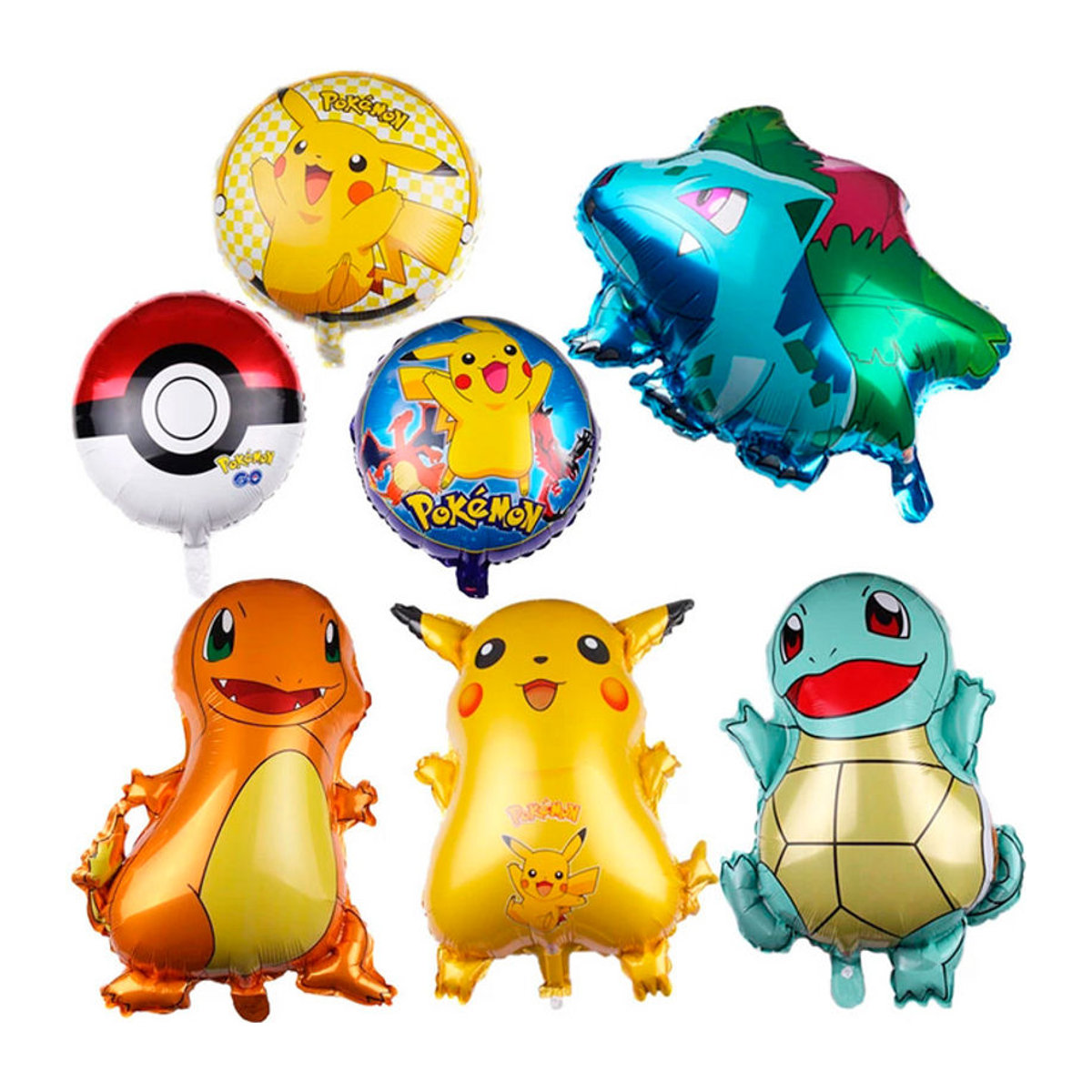 Pokemon Aluminium-Folienballons Pikachu Squirtle Bulbasaur als bunte Partydekoration für Kindergeburtstage - Bild 1
