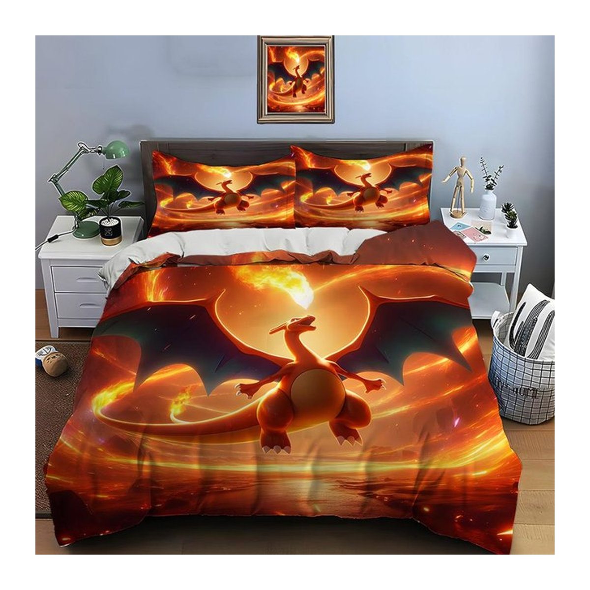 Pokémon Glurak Bettwäsche Set 3-teilig mit Kissenbezug und Bettdecke für Erwachsene, B/T/H: 200 x 230 cm - Bild 1