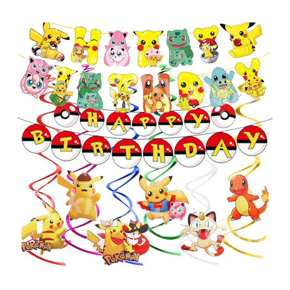 Pokemon Party Banner Pikachu und Pokeball Dekoration für Kindergeburtstage von TAKARA TOMY in Multicolor - Bild 1