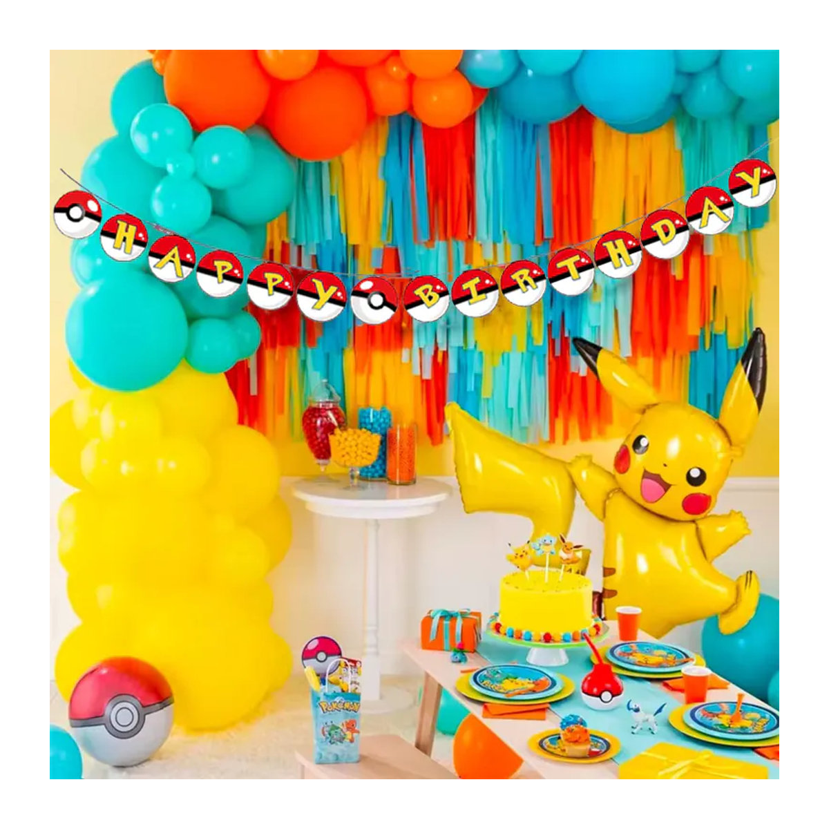 Pokemon Party Banner Pikachu und Pokeball Dekoration für Kindergeburtstage von TAKARA TOMY in Multicolor - Bild 3