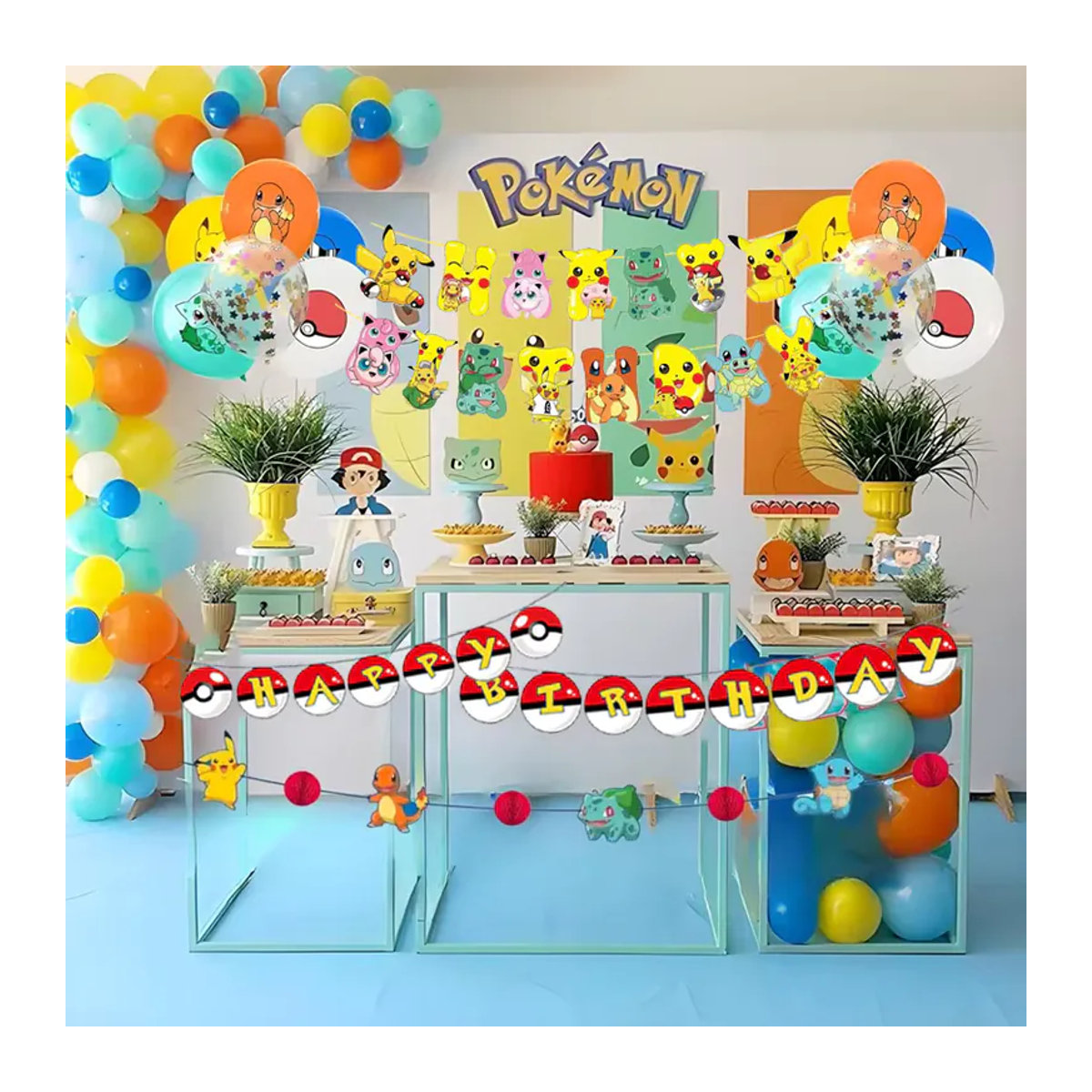 Pokemon Party Banner Pikachu und Pokeball Dekoration für Kindergeburtstage von TAKARA TOMY in Multicolor - Bild 4