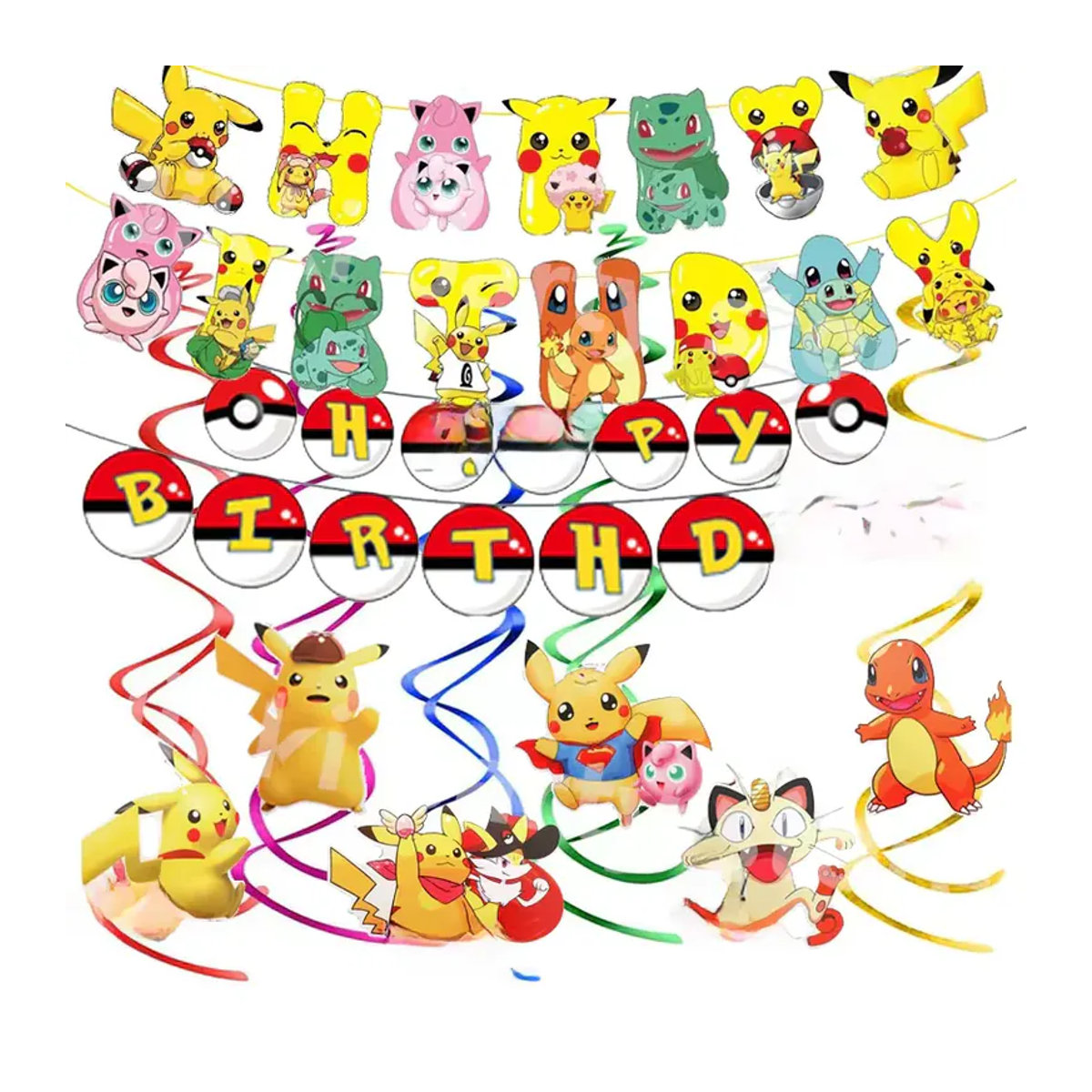 Pokemon Party Banner Pikachu und Pokeball Dekoration für Kindergeburtstage von TAKARA TOMY in Multicolor - Bild 5