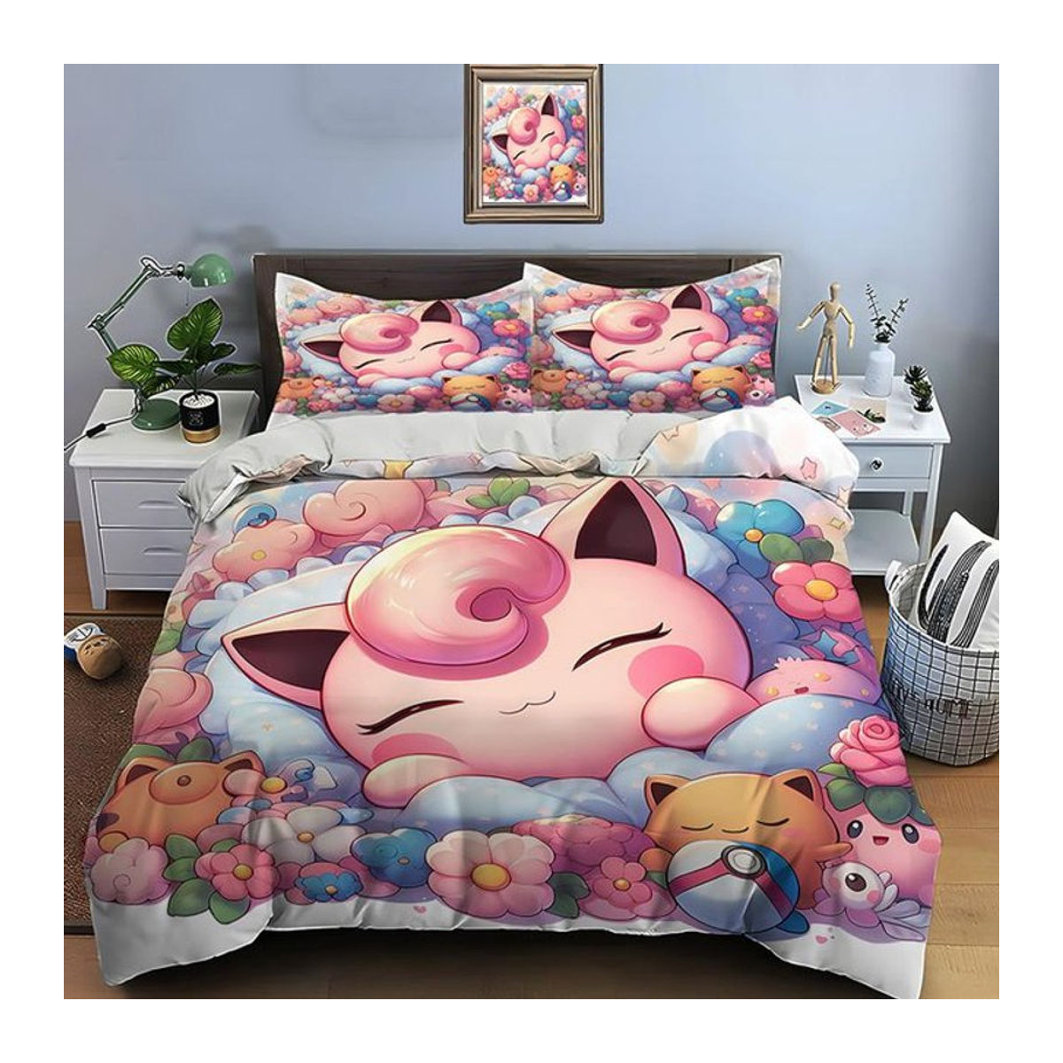 Pokemon Pummeluff Bettwäsche-Set mit Bettbezug und 2 Kissenbezügen für Erwachsene und Kinder, B/H: 135 x 200 cm - Bild 2