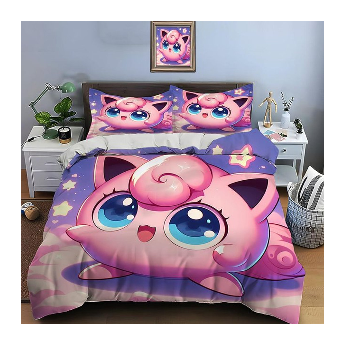 Pokemon Pummeluff Bettwäsche-Set mit Bettbezug und 2 Kissenbezügen für Erwachsene und Kinder B/H: 135 x 200 cm - Bild 1