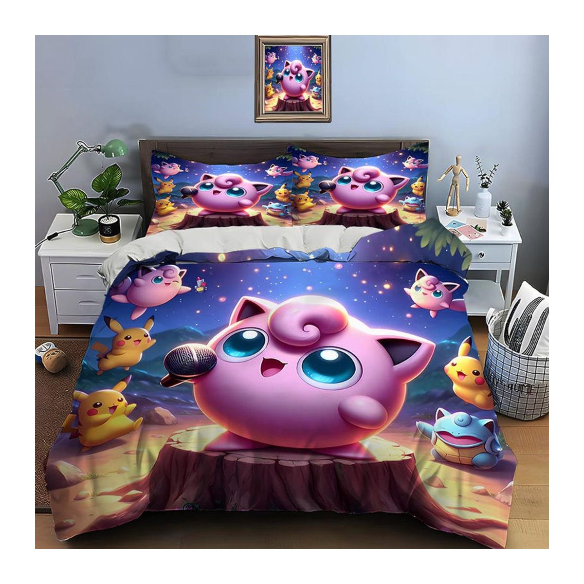 Pokemon Pummeluff Bettwäsche-Set mit Bettbezug und 2 Kissenbezügen für Erwachsene und Kinder B/H: 135 x 200 cm - Bild 2