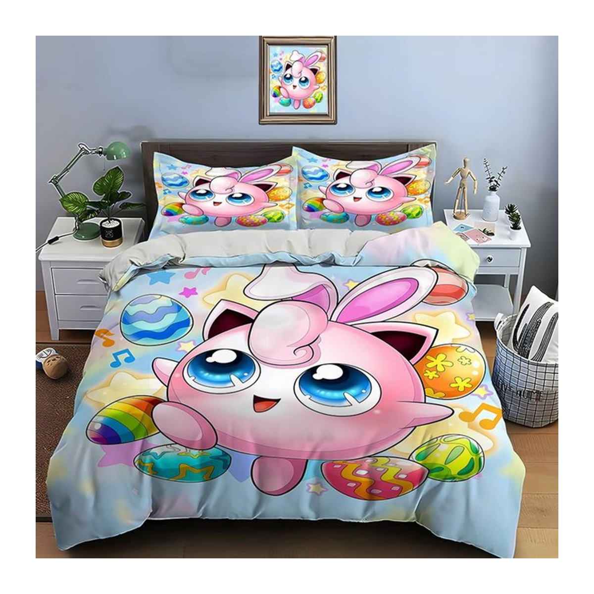 Pokemon Pummeluff Bettwäsche-Set mit Bettbezug und 2 Kissenbezügen für Erwachsene und Kinder, B/H: 135 x 200 cm - Bild 1
