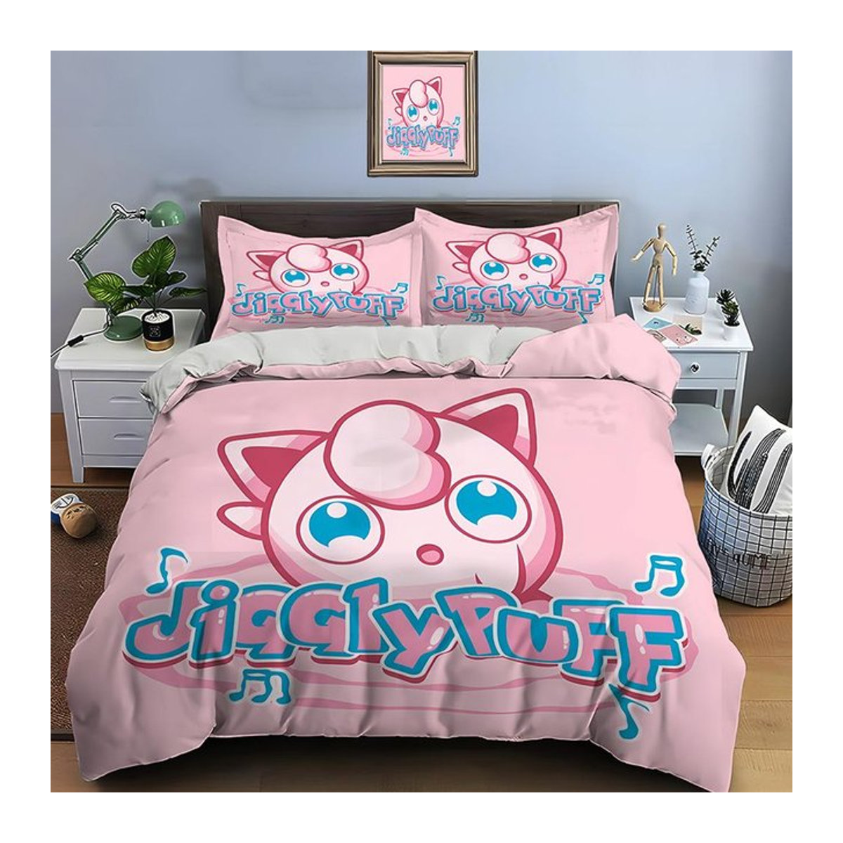 Pokemon Pummeluff Bettwäsche-Set mit Print in Pink, bestehend aus 1 Bettbezug und 2 Kissenbezügen, B/H: 180 x 210 cm - Bild 1