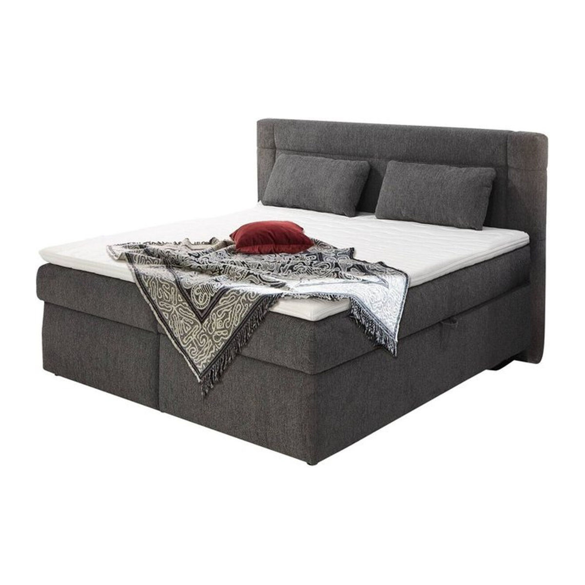 Polly Boxspringbett in Anthrazit mit Polsterung, Breite: 180 cm, Länge: 200 cm - Bild 1