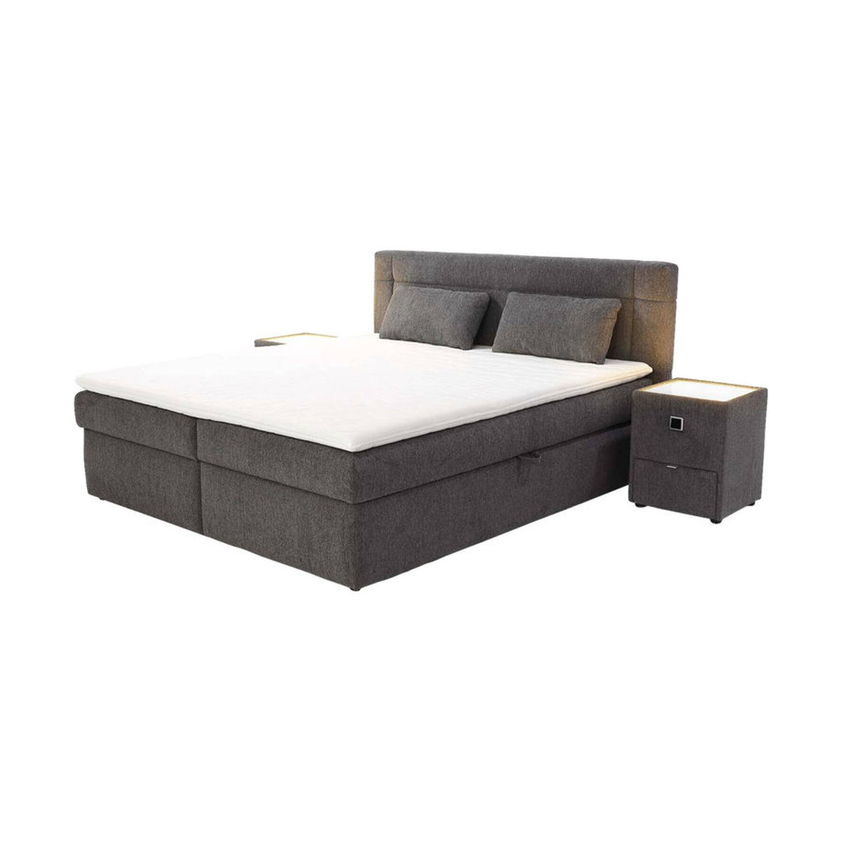 Polly Boxspringbett in Anthrazit mit Polsterung, Breite: 180 cm, Länge: 200 cm - Bild 2