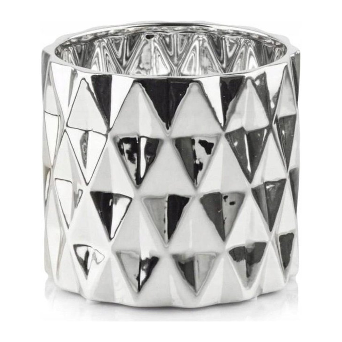 Polnix Blumentopf aus Keramik in Silber, rund, Höhe: 13 cm - Bild 1