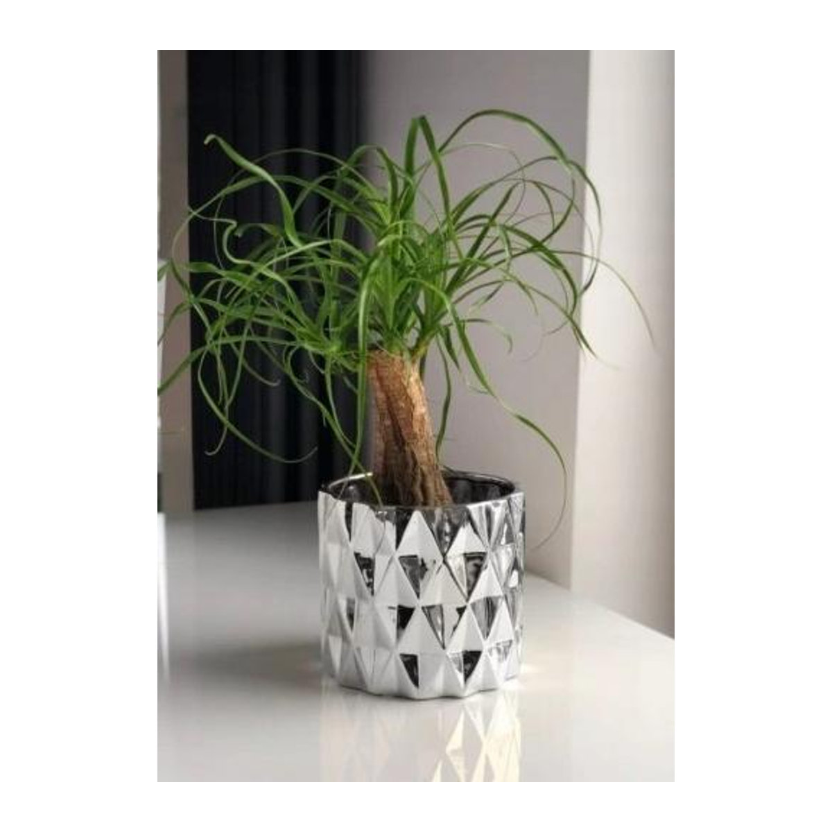 Polnix Blumentopf aus Keramik in Silber, rund, Höhe: 13 cm - Bild 2