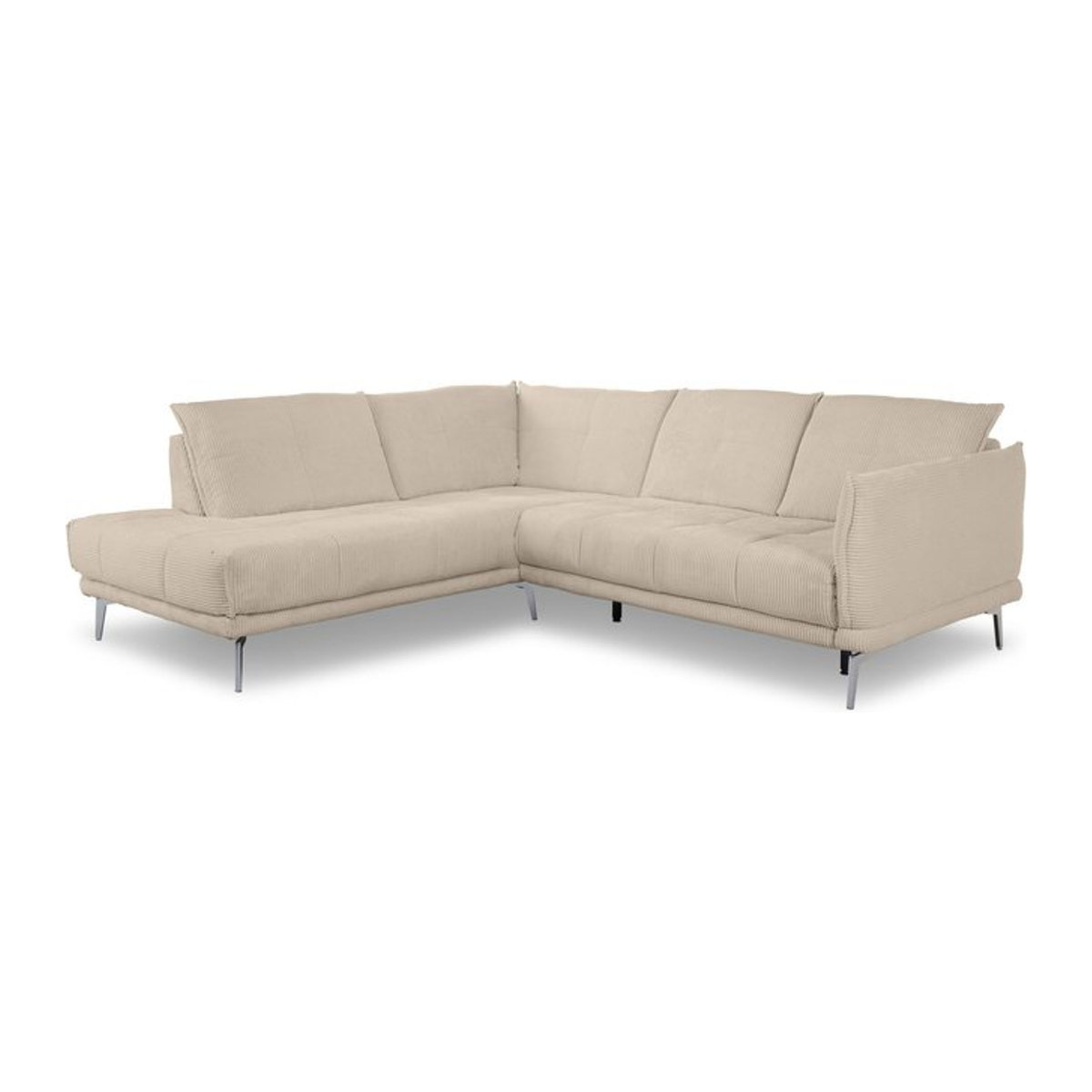 Polsterecke SANSIBAR ROBERTSFORS in Beige mit Chrom-Details und Cord-Bezug, Ecksofa Modern links - Bild 1