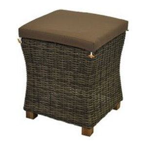Polsterhocker MERXX Toskana in Beige aus Polyrattan und Akazienholz, B/H/T: 66 x 46 x 66 cm