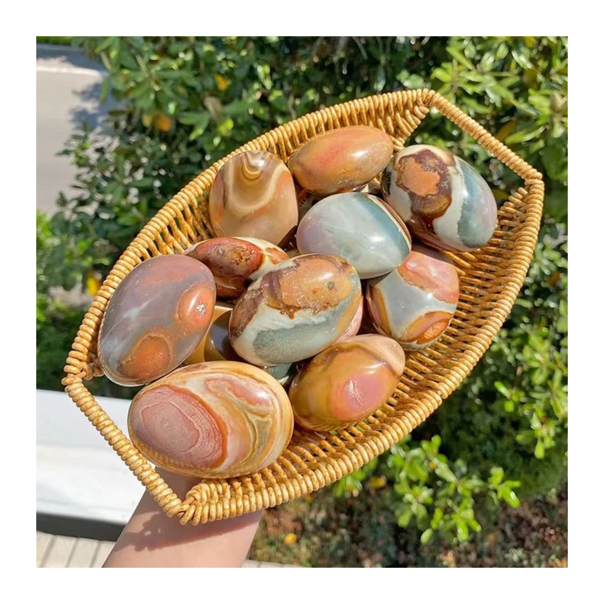 Polychromer Jaspis Ozean Stein als geschliffener Heilkristall und Sammlerstück in unregelmäßiger Form - Bild 1