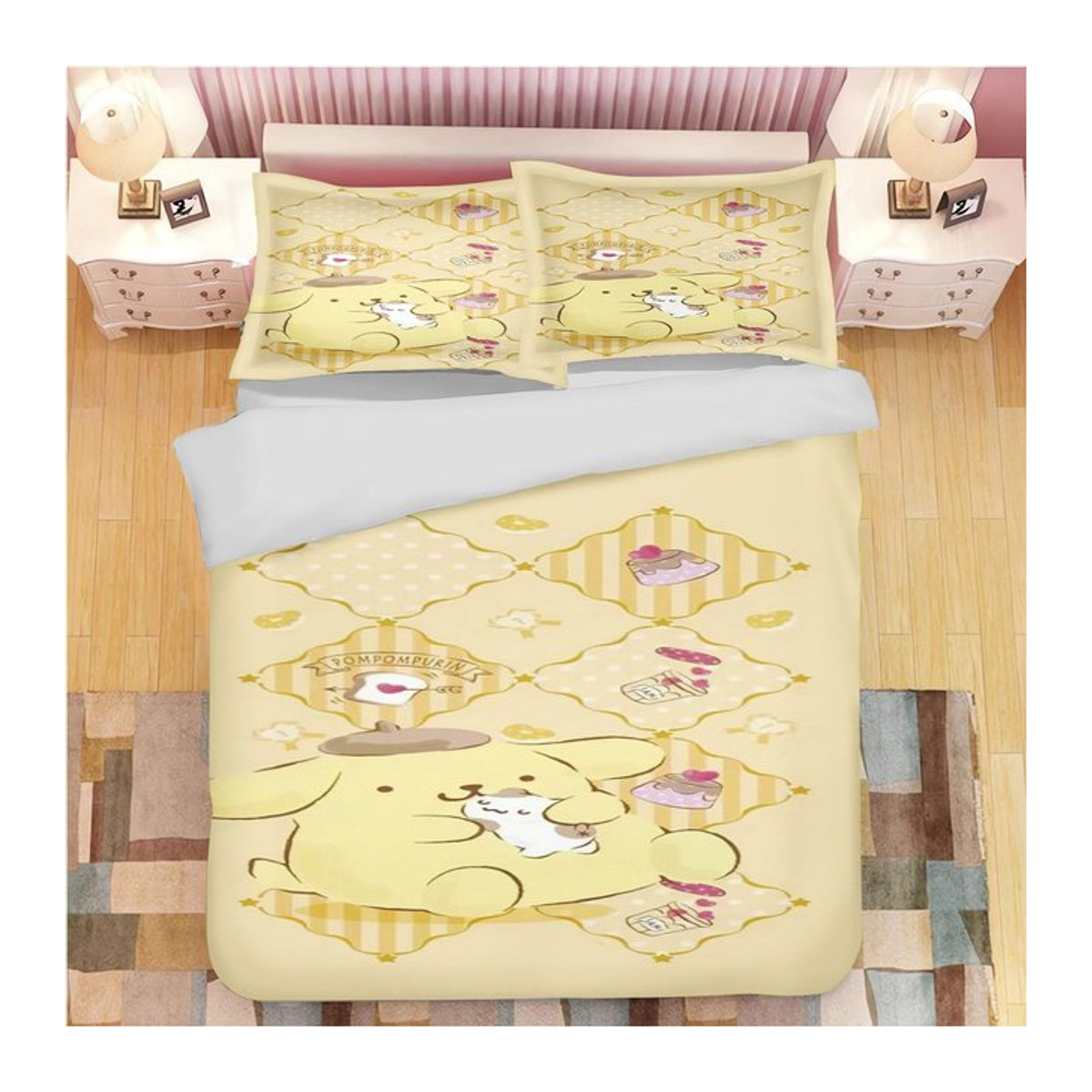 Pompompurin Hund Bettwäsche Set für Kinder aus Polyester in Gelb, Einzelgröße B/B: 135 x 200 cm - Bild 1