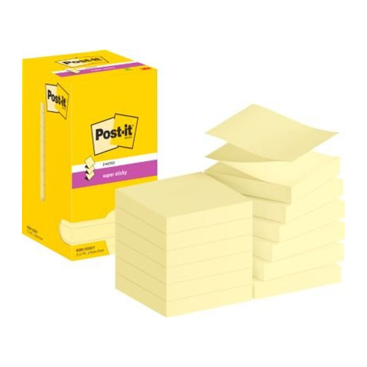 Post-it Super Sticky Z-Notes R33012SY, 12 Blöcke à 90 Blatt, Gelb, B/B: 7,6 x 7,6 cm - Bild 1