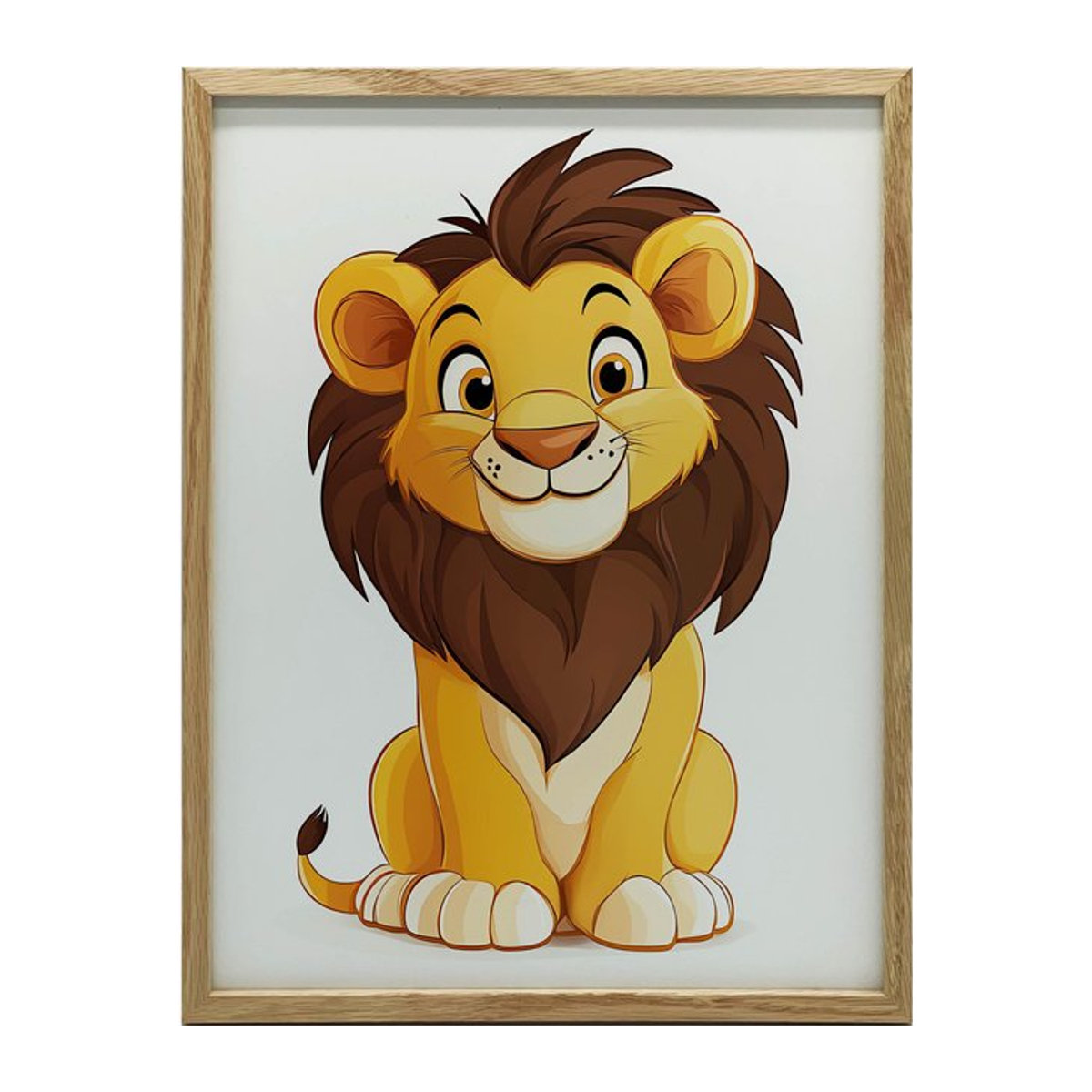 Poster Lächelnder Löwe von Marcin Zbijowski mit dunkelbraunem Holzrahmen, B: 30 cm, H: 40 cm - Bild 1