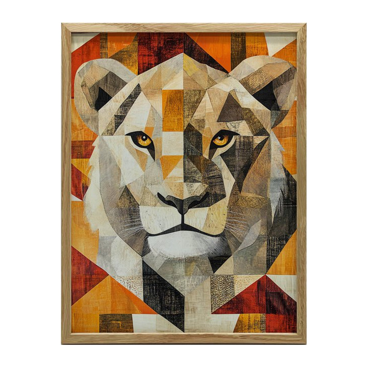 Poster Löwe in geometrischem Design von iKable, Multicolor, B: 40 cm, H: 50 cm, mit schwarzem Aluminiumrahmen und mattem Papier - Bild 1