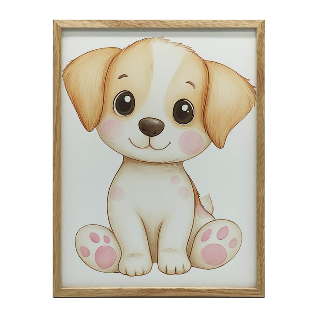 Poster Niedlicher Welpe in Weiß von iKable mit schwarzem Aluminiumrahmen, B: 50 cm, H: 70 cm - Bild 1