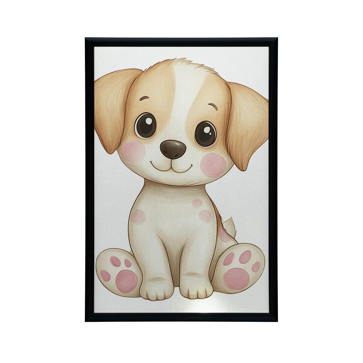 Poster Niedlicher Welpe in Weiß von iKable mit schwarzem Aluminiumrahmen, B: 50 cm, H: 70 cm - Bild 2