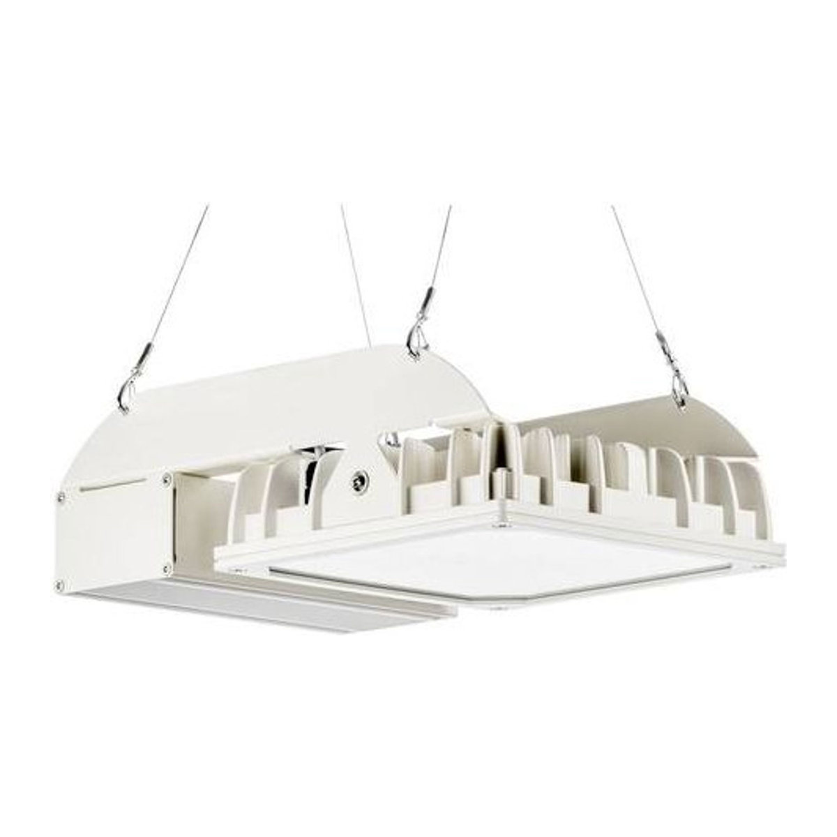 Pracht LED-Hallenstrahler Pendelleuchte in Weiß aus Glas und Aluminium, modern - Bild 1