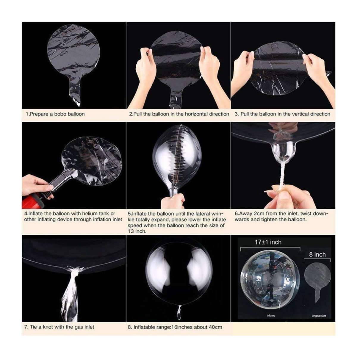 Praty Clean Bobo-Ballon transparent aus Kunststoff für Babyparty, Hochzeit, Geburtstag und Party, Durchmesser: 50,8 cm, 25 Stück - Bild 2