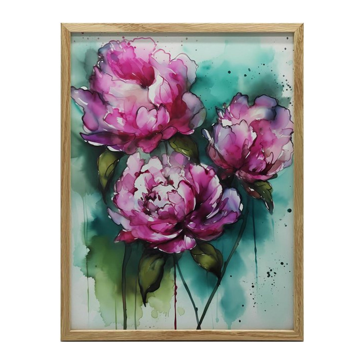 Premium-Leinwand mit rosa Pfingstrosen vor grünem Hintergrund von Marcin Zbijowski, Breite: 30 cm, Höhe: 40 cm, ohne Rahmen - Bild 1