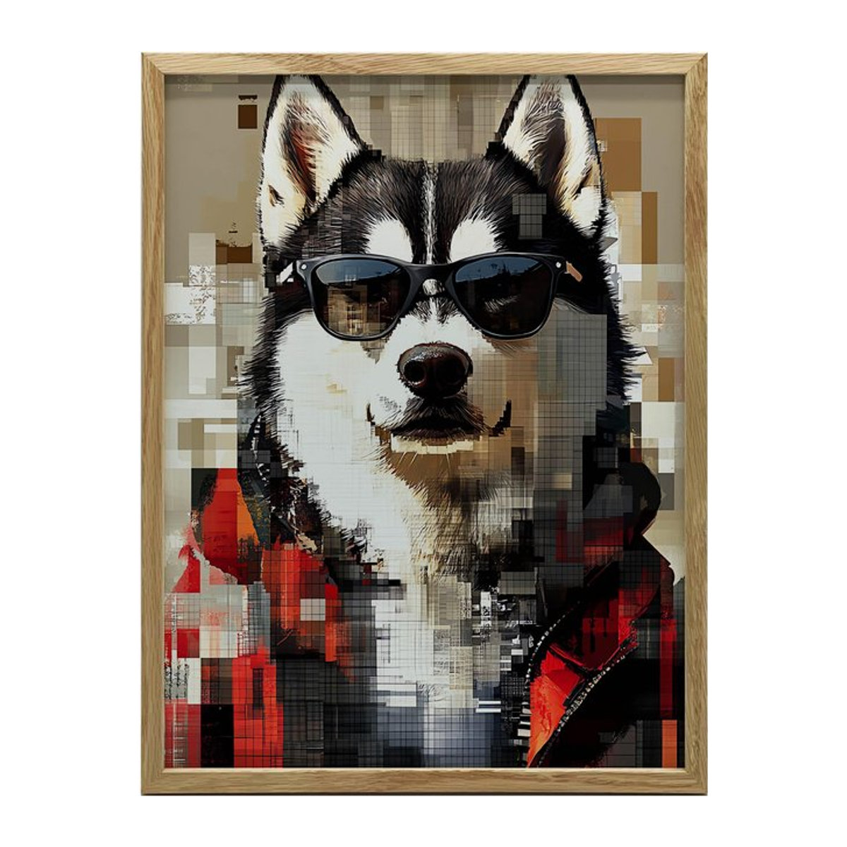 Premium-Leinwand Poster Husky mit Brille von Marcin Zbijowski, Multicolor, B: 30 cm, H: 40 cm - Bild 1