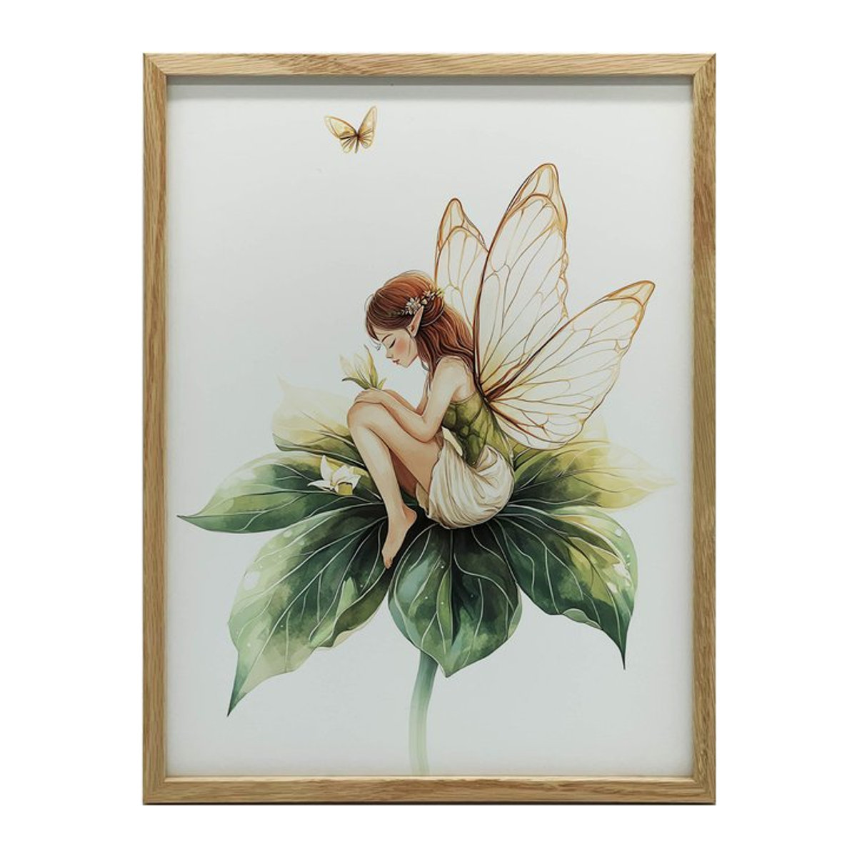 Premium-Leinwand Poster Magische Fee auf grünem Blatt von Marcin Zbijowski, B: 50 cm, H: 70 cm, ohne Rahmen - Bild 1