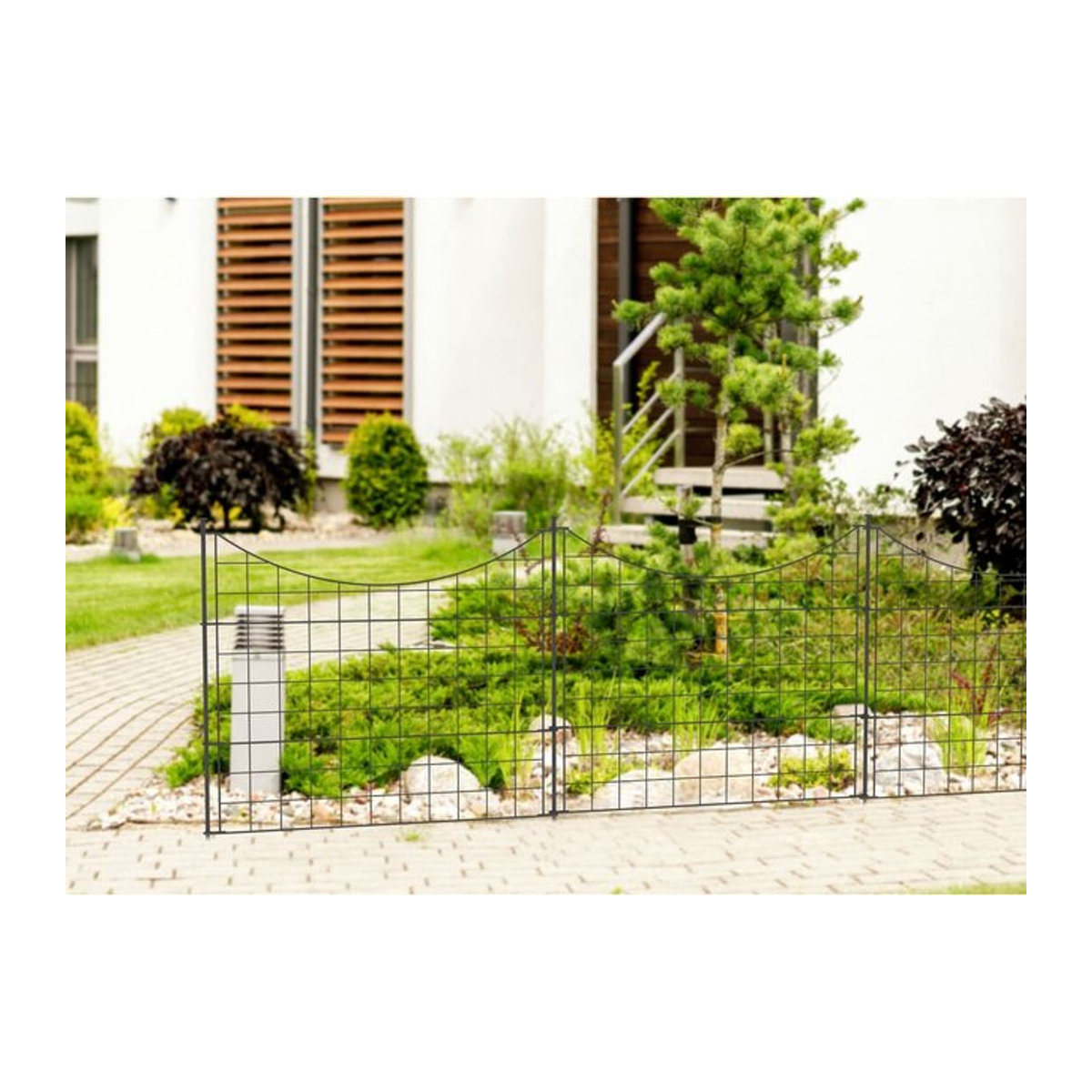 Prestige Home Living Outdoor 11tlg. Teichzaun Unterbogen Starter-Set mit Zubehör in Anthrazit Schwarz, B: 390 cm, H: 52,5 cm - Bild 1
