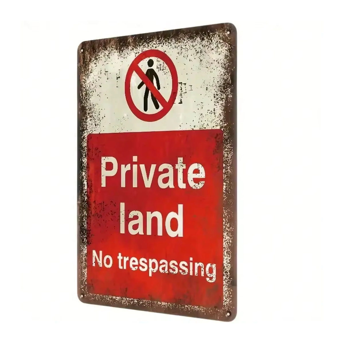 Private Land Brand Vintage No Trespassing Metallschild in Rot als rechteckige Wanddekoration im Distressed-Look - Bild 2