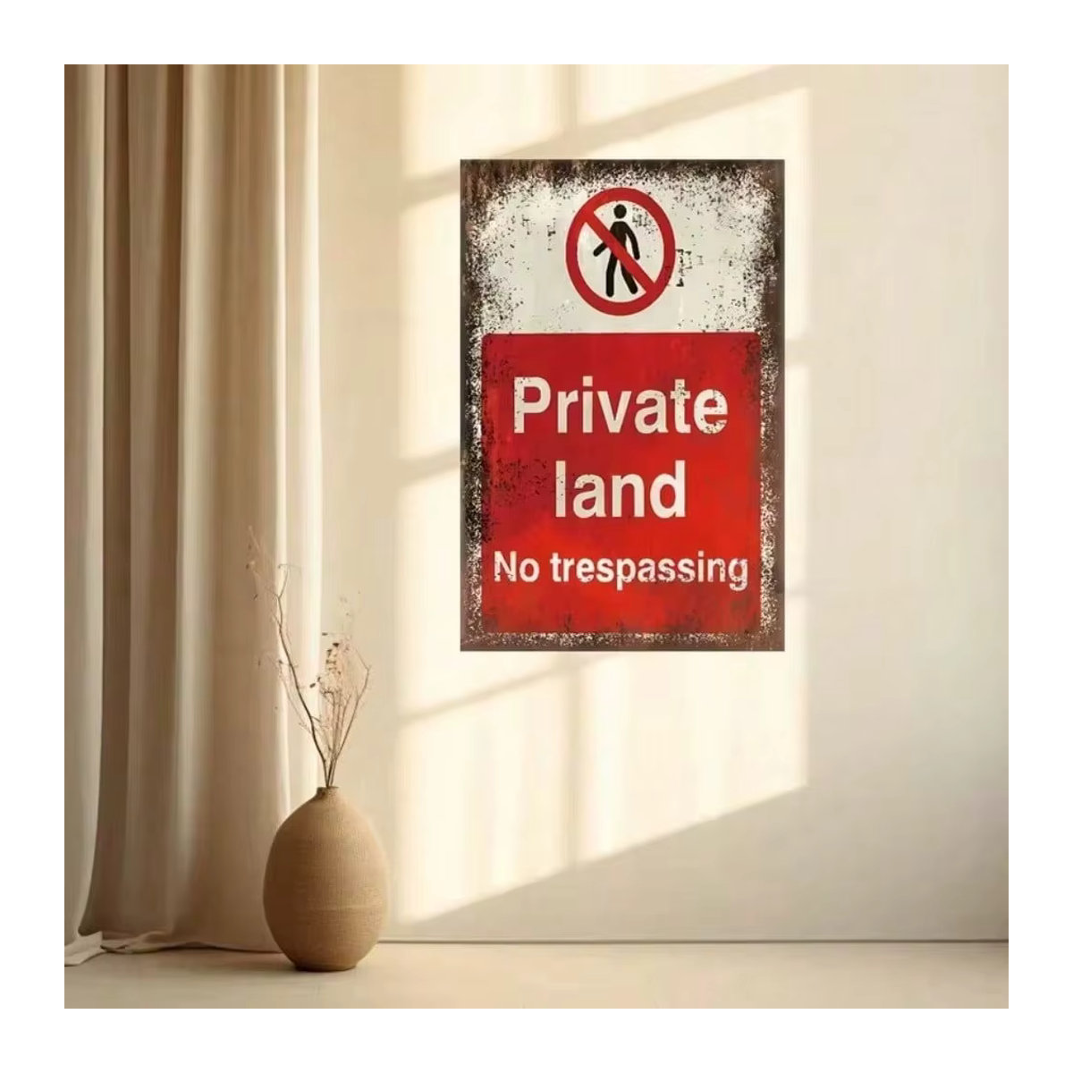 Private Land Brand Vintage No Trespassing Metallschild in Rot als rechteckige Wanddekoration im Distressed-Look - Bild 3