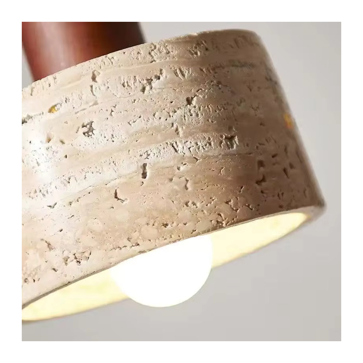 Pumous Wabi Sabi Pendelleuchte aus gelbem Travertin Marmor für Esszimmer, Küche oder Schreibtisch - Bild 3