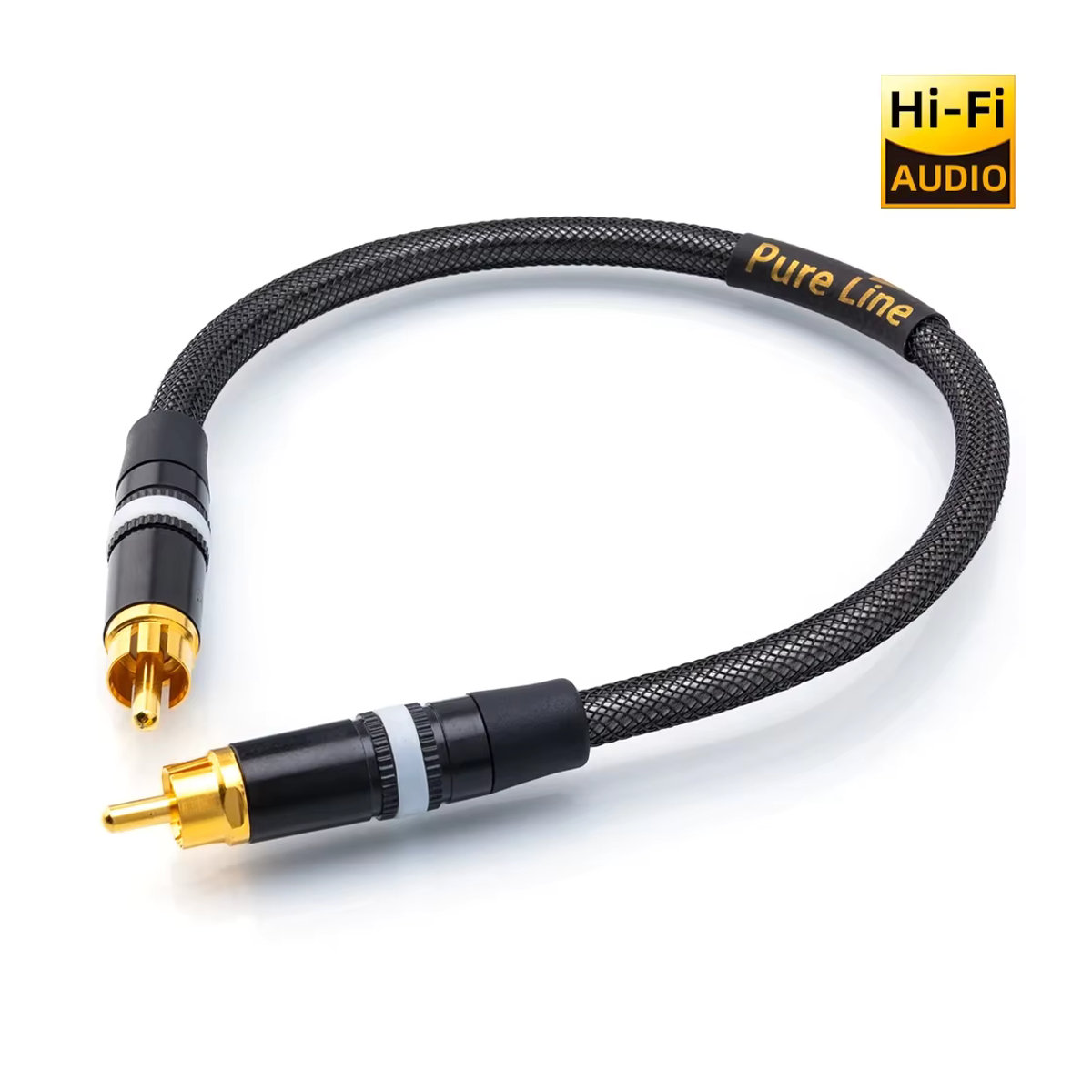 Pureline HIFI 75Ohm Digitales Koaxial RCA Audio Kabel mit Silber überzogenen OCC-Leitern und Aluminium-Abschirmung in Schwarz und Silber - Bild 3