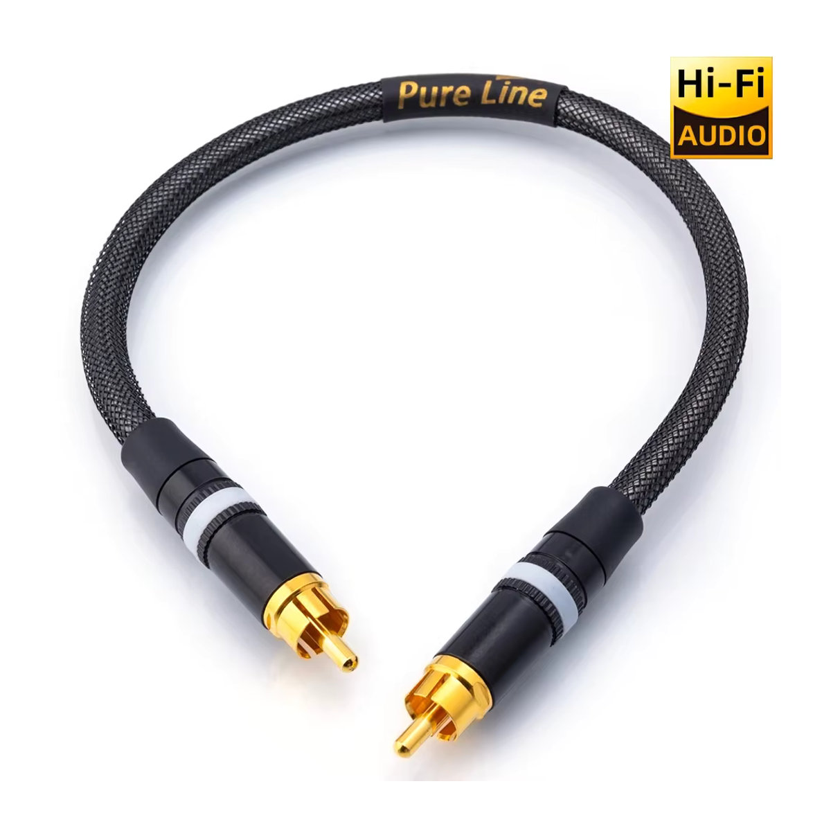 Pureline HIFI 75Ohm Digitales Koaxial RCA Audio Kabel mit Silber überzogenen OCC-Leitern und Aluminium-Abschirmung in Schwarz und Silber - Bild 4